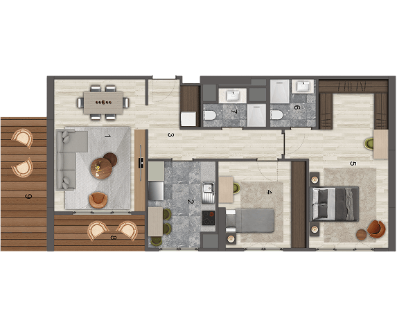 2+1 Tip F Teras kat planı